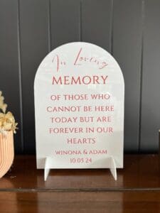 Memorial wedding sign